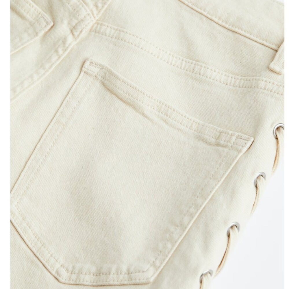 H&M Cream Lace Up Straight High Jeans - 16 - Picture 4 of 12